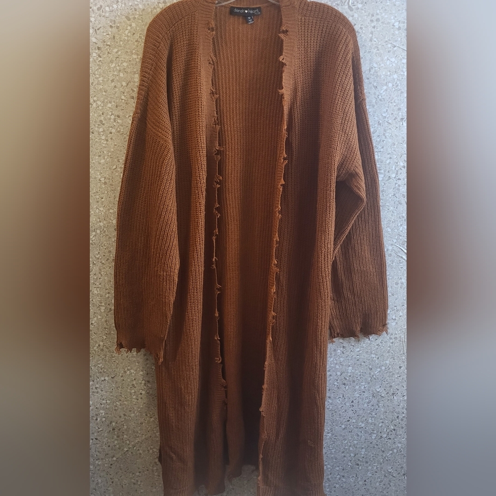 Derek Heart, Sweater, Long, Rust/Orange,Distressed Trim Design, Womens  Size‎ 3X
